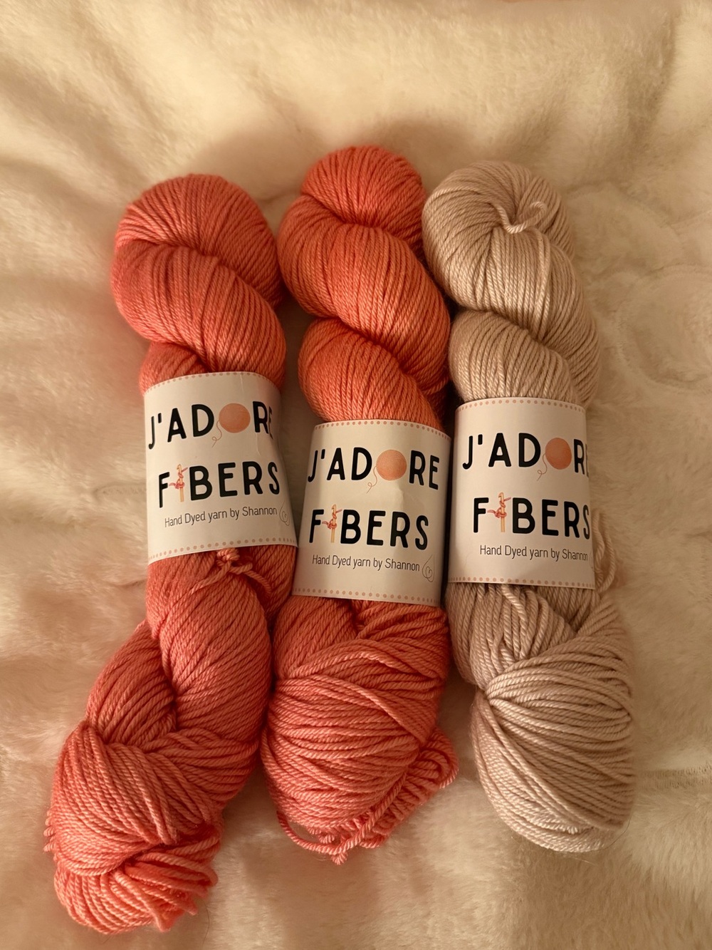 3 Skeins J'ADORE FABERS Hand Dyed Yarn